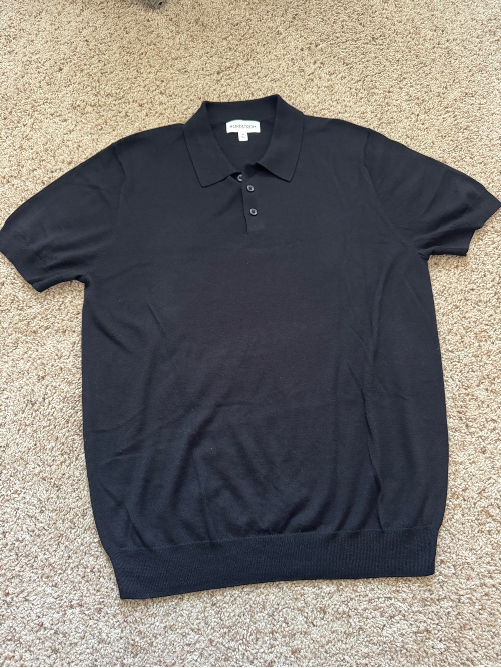 Nordstrom Black Men's Merino Wool/Silk Polo